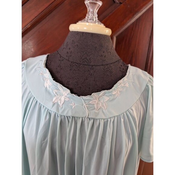 Light Blue Embroidered Floral Nightgown By Marisa Christina Classics - Womens Me - Picture 2 of 7